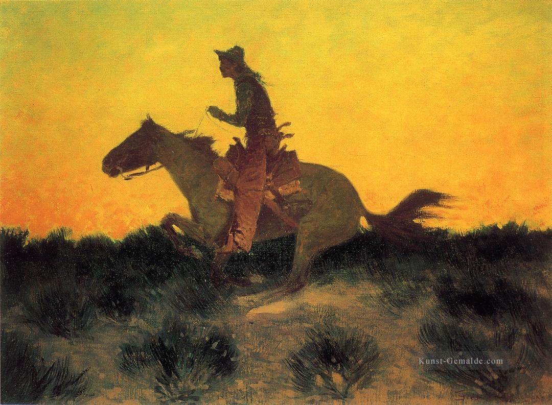 gegen den Sonnenuntergang Old American West Frederic Remington Ölgemälde